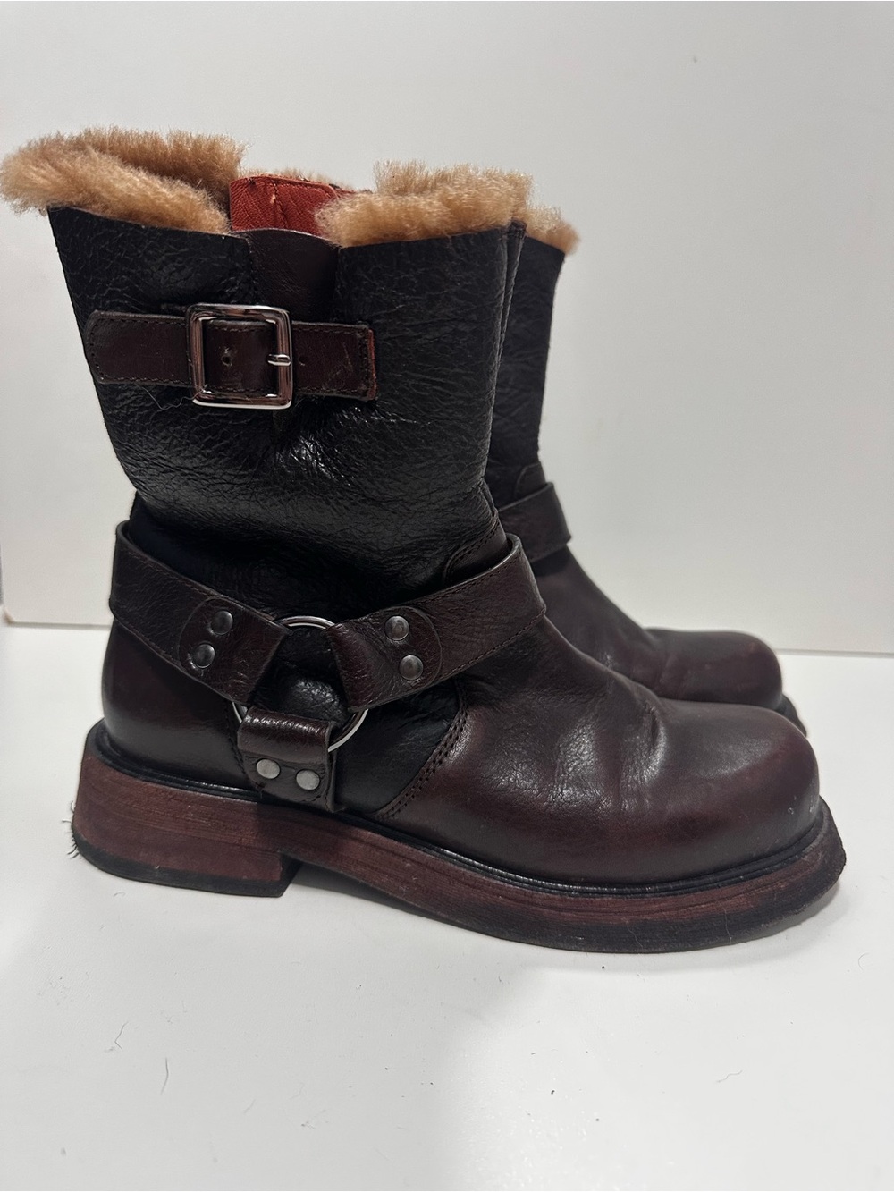 The Free People Silverstone Shearling Moto Boots geniune sheep fur
